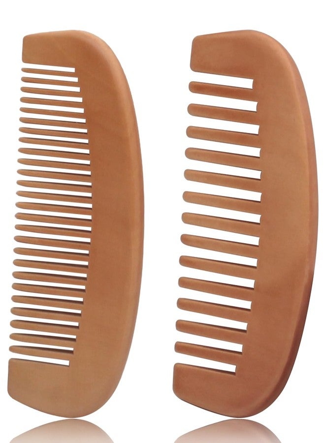 Zoolinn Wooden Comb Set of 2 – Wide & Fine Teeth for Detangling and Styling – Portable, Natural Wood for All Hair Type - Image 1